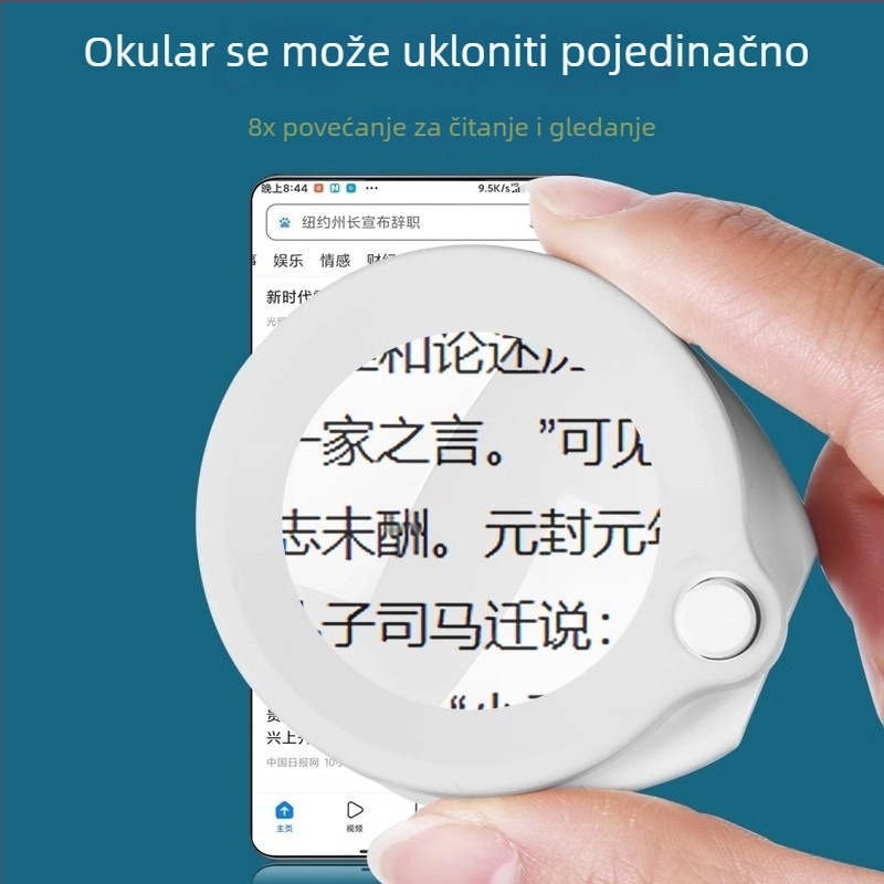 Klešta za nokte s povećalom 8x, ručne, prijenosne, s LED svjetlom, metalna konstrukcija, model 8028