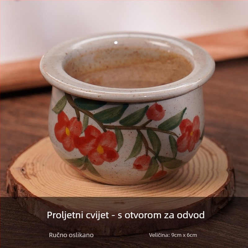 Keramička saksija za sukulente, ručno oslikana, prozračna, pogodna za zidnu montažu, stolnu ili viseću upotrebu, kineskog stila