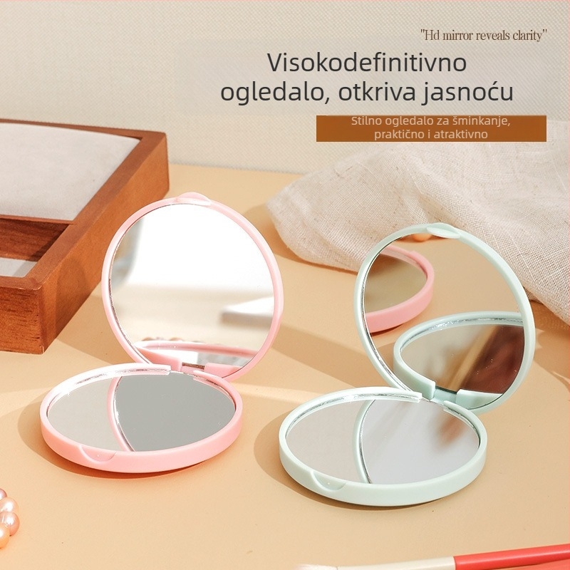 Poklon ogledalo za šminku, sklopno i prenosno, dvostrano s 2x povećanjem, ABS okvir, mogućnost tiskanja logotipa.