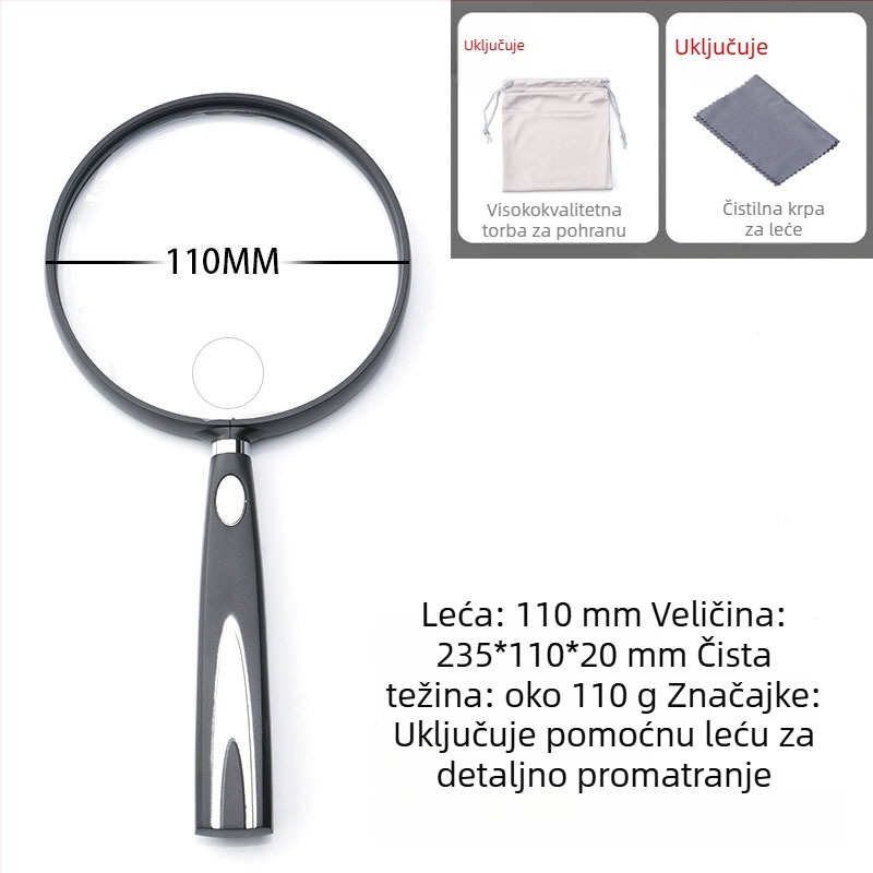YICHAO ručna lupa s PMMA lećom HD, modeli 888-130/888-110