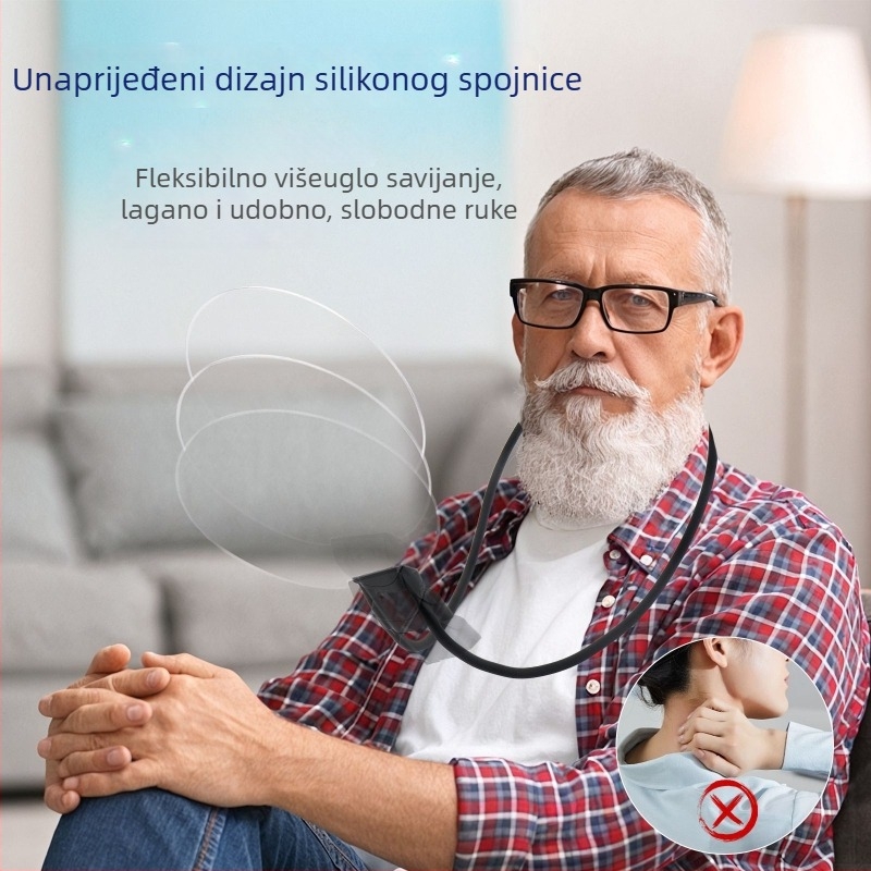 Okružna lupa za vrat s LED osvjetljenjem, HD povećanje, za čitanje knjiga i novina, punjivi model