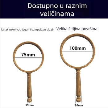 YS ručna lupa s HD lećom, model retro drvenog uzorka, za čitanje starijih osoba i identifikaciju nakita, podrijetlo Yiwu