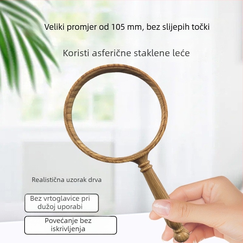 YS ručna lupa s HD lećom, model retro drvenog uzorka, za čitanje starijih osoba i identifikaciju nakita, podrijetlo Yiwu