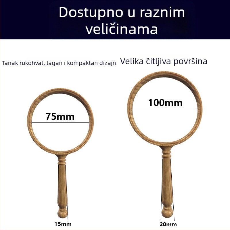 YS ručna lupa s HD lećom, model retro drvenog uzorka, za čitanje starijih osoba i identifikaciju nakita, podrijetlo Yiwu
