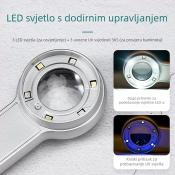 USB punjiva lupa za nakit, 60× povećanje za identifikaciju satova i antiknih novčića