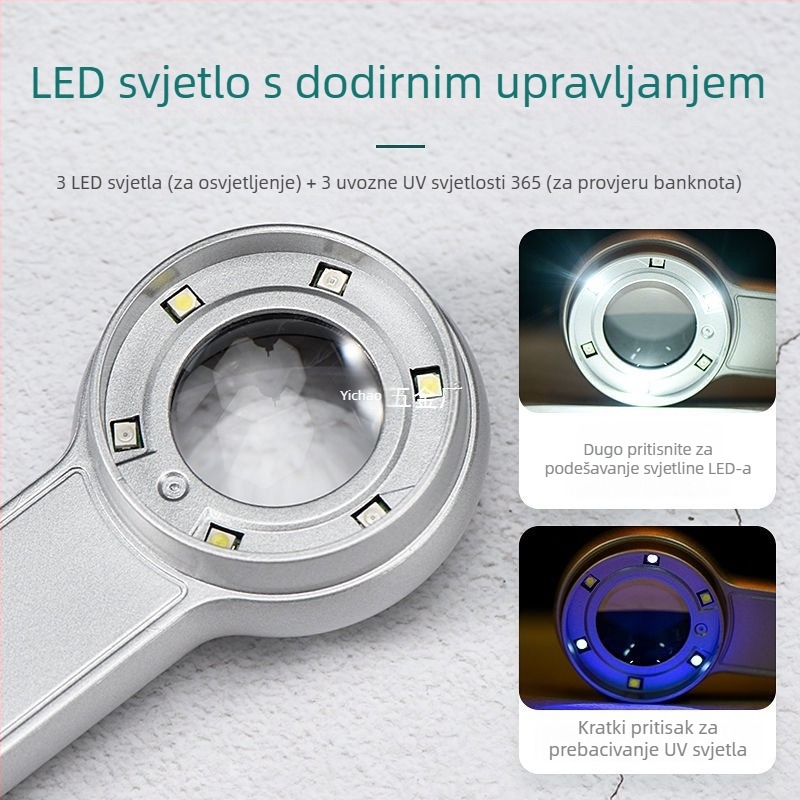 USB punjiva lupa za nakit, 60× povećanje za identifikaciju satova i antiknih novčića