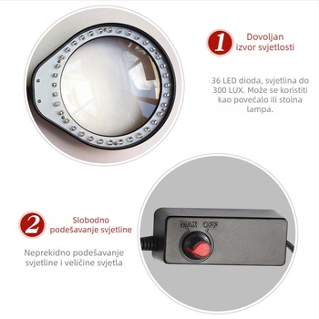 Stolna lupa s LED osvjetljenjem, 10x uvećanje, HD optika, za održavanje i zavarivanje