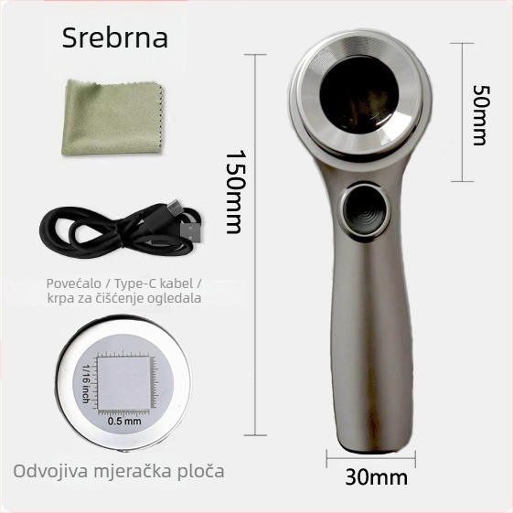 Lupa za identifikaciju nakita, duhana i alkohola sa LED rasvjetom, dodirnim upravljanjem jasom, visokim povećanjem, ugrađena skala, punjiva ručna inspekcijska alatka (Porijeklo: Wenzhou; Marka: Jinjing)