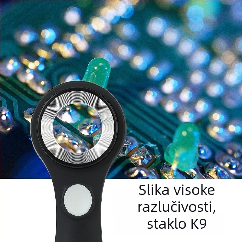 Lupa za identifikaciju nakita, duhana i alkohola sa LED rasvjetom, dodirnim upravljanjem jasom, visokim povećanjem, ugrađena skala, punjiva ručna inspekcijska alatka (Porijeklo: Wenzhou; Marka: Jinjing)