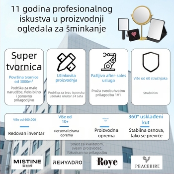 Stolno dvostrano ogledalo za šminku, rotirajuće, povećanje, plastični okvir