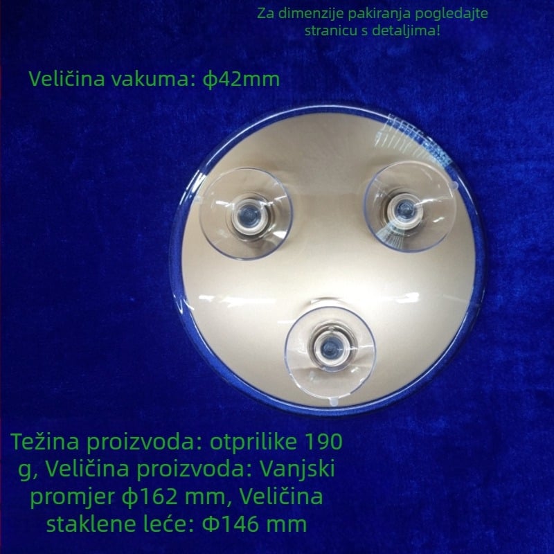 Ogledalo za šminkanje s usisnom čašicom, povećanje 10x–30x, akrilni okvir i staklena leća, za kupaonicu
