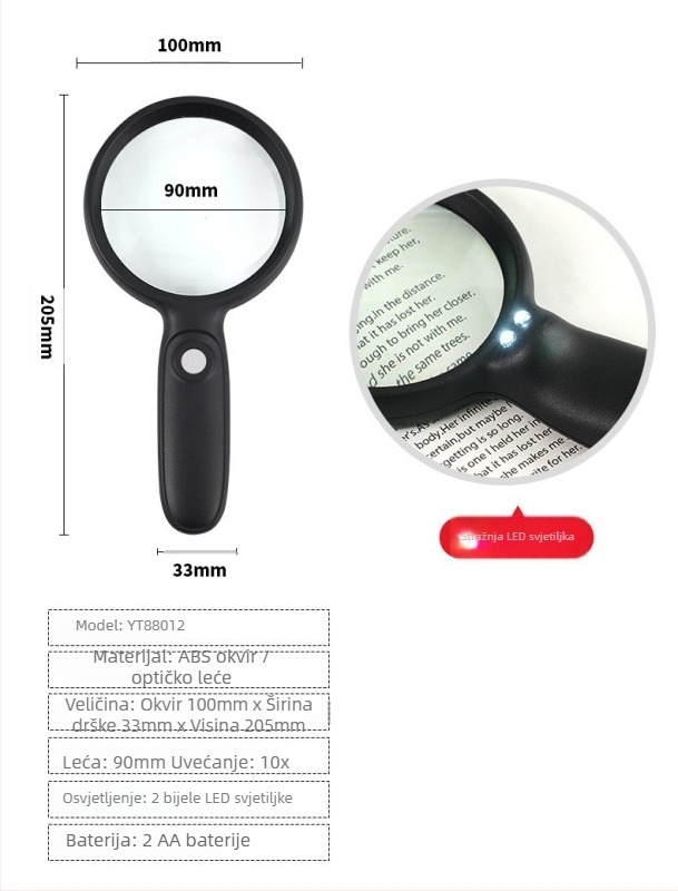 20x LED povećalo za čitanje knjiga i novina za starije osobe