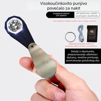Jinjing HD povećalo za identifikaciju nakita, prijenosno s LED svjetlom, otisak pigeon-eye, visoko uvećanje, kaiš s kodom struka (Porijeklo: Wenzhou; Uvoz: Ne; Marka: Jinjing)