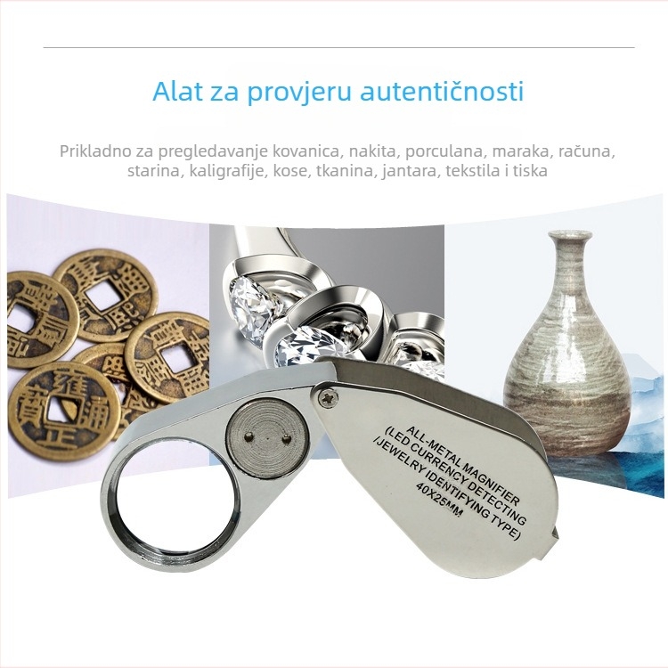 40X povećalo za nakit s LED svjetlom i UV svjetlom za detekciju novca, alat za identifikaciju jadeita, model 9890