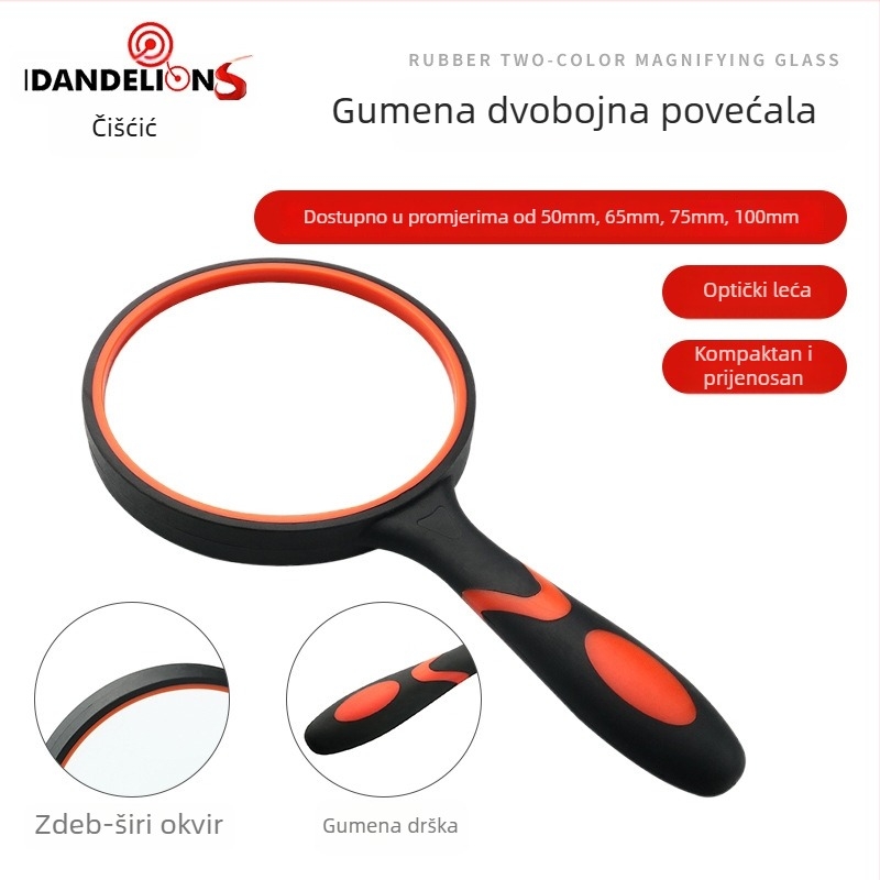 Beile Vision 10x Optično Ručno Povećalo za Čitanje Starijih s Gumom Otpornošću na Padove Plastična Drška