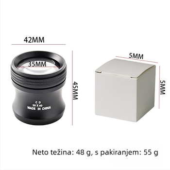 Chuda ručna cilindrična povećala, 10x povećanje, promjer 40 mm, plastična