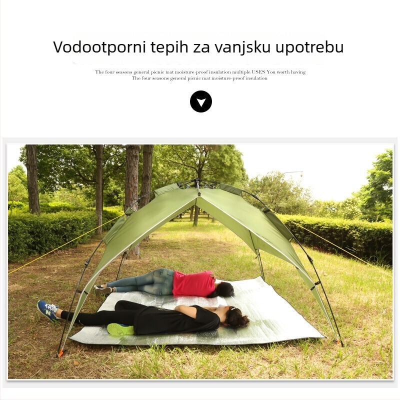 Vanjska vodootporna kamping podloga za 2–8 osoba, dvostrano aluminijska folija, protiv vlage (težina 370 g)