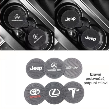 Podmetač za čašu u autu s logom – simpatičan karikaturistički unutarnji dizajn, protuklizan, pretinac za karticu, PVC materijal (Tisak loga; Prilagodba; Marka Karl Lindp)