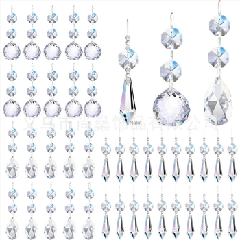 Kristalni luster s prizmom – K9 kristal, visići sun catcher, geometrijski set od 44 komada