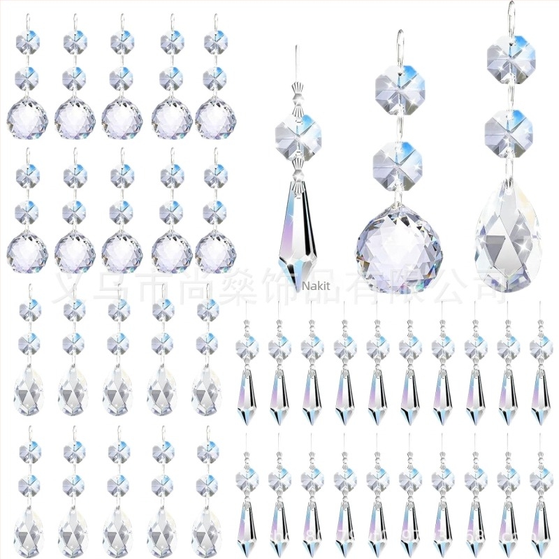 Kristalni luster s prizmom – K9 kristal, visići sun catcher, geometrijski set od 44 komada