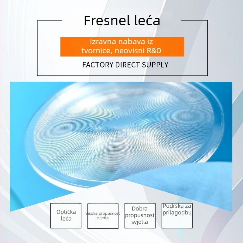 Akrilna Fresnel leća, 27 mm žarišna duljina, kondenzator za fokusiranje, rezanje po mjeri