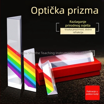 Trokutna prizma od optičkog stakla za fizički eksperiment, kaleidoskop s slikama duge, leća s romboidnom prizmom i nosačem