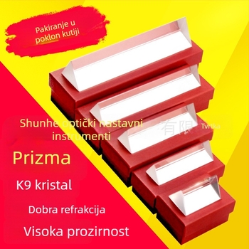 Trokutna prizma od optičkog stakla za fizički eksperiment, kaleidoskop s slikama duge, leća s romboidnom prizmom i nosačem