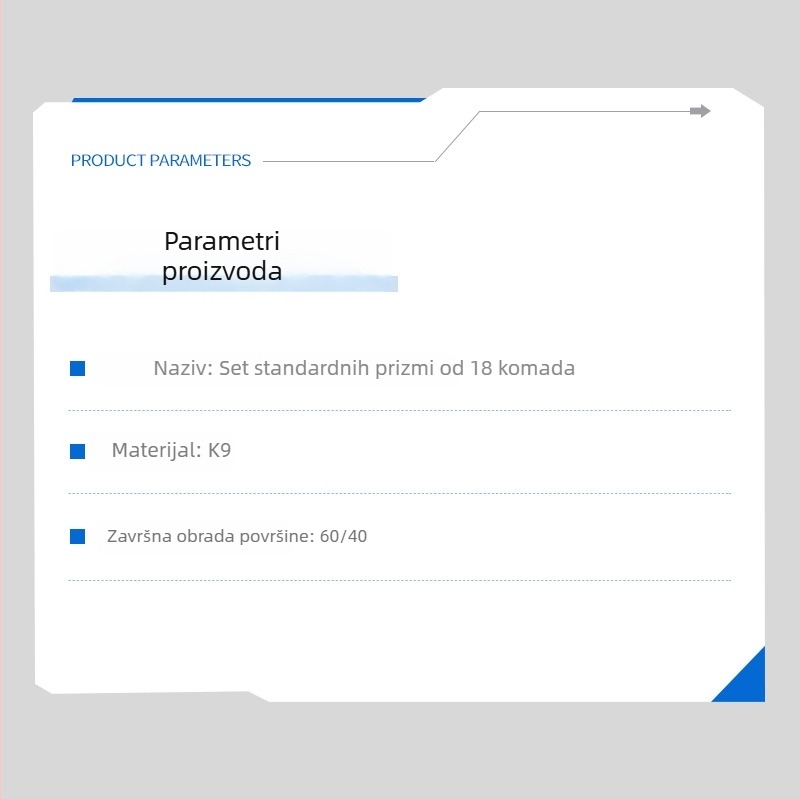 Oftalmološki set prizmi za ispitivanje i korekciju škiljenja, set prizmi s više kutova, standardni blok prizmi, 18 komada