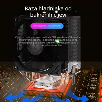 CPU hladnjak s zračnim hlađenjem, šest toplovodnih cijevi, toranj-stil za X79/X99, ARGB prizma, 12 cm tiši PWM ventilator