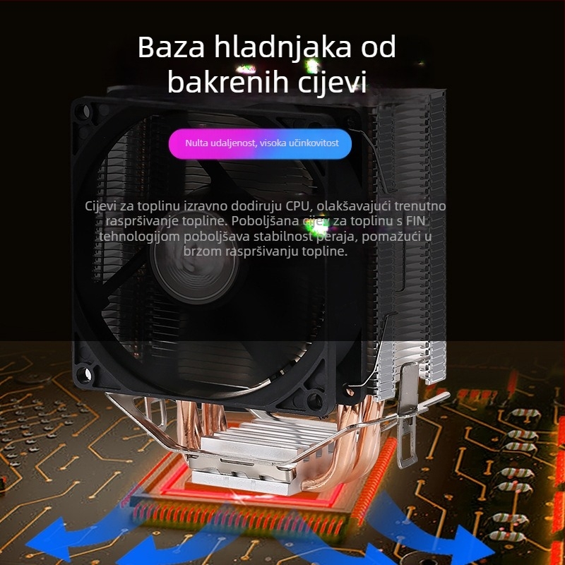 CPU hladnjak s zračnim hlađenjem, šest toplovodnih cijevi, toranj-stil za X79/X99, ARGB prizma, 12 cm tiši PWM ventilator