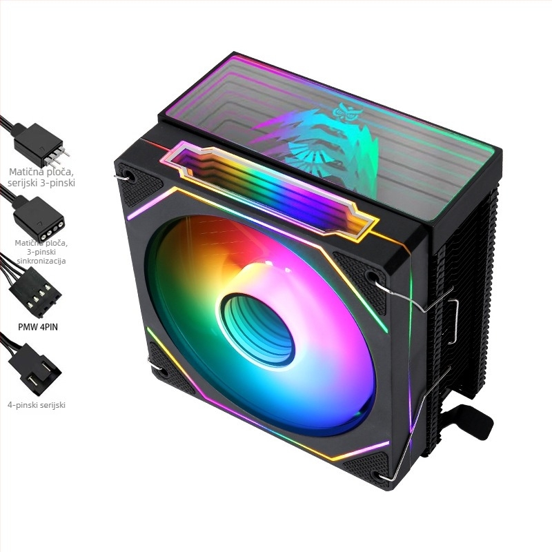 CPU hladnjak s zračnim hlađenjem, šest toplovodnih cijevi, toranj-stil za X79/X99, ARGB prizma, 12 cm tiši PWM ventilator