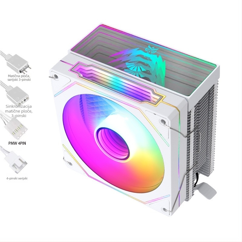 CPU hladnjak s zračnim hlađenjem, šest toplovodnih cijevi, toranj-stil za X79/X99, ARGB prizma, 12 cm tiši PWM ventilator