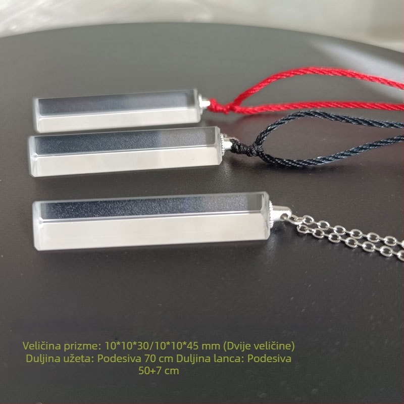 Trokutni prizmski privjesak, optično staklo, 10×10×45 mm, duge boje