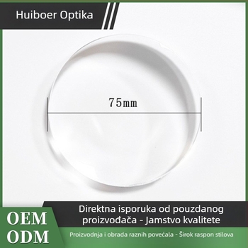 75MM optički akrilni kružni dvostruko konveksni lećni povećalo – dodaci za povećala, instrumente, kozmetički ogledalo i LED rasvjetu; Huishikang, privatna oznaka dostupna