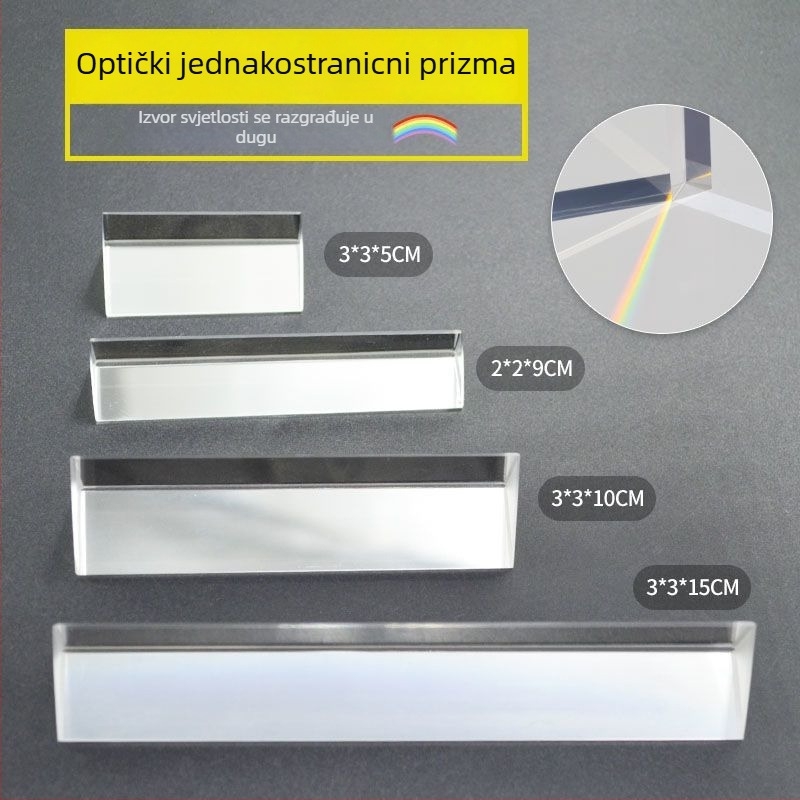 Trokutna prizma od optičkog stakla za fizikalne eksperimente