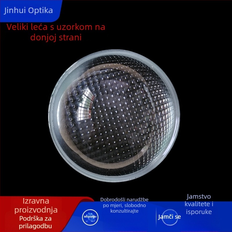 Lentila prednjeg svjetla automobila od borosilikatnog stakla, površina s bead-sunburst teksturom, model 78, za LED osvjetljenje