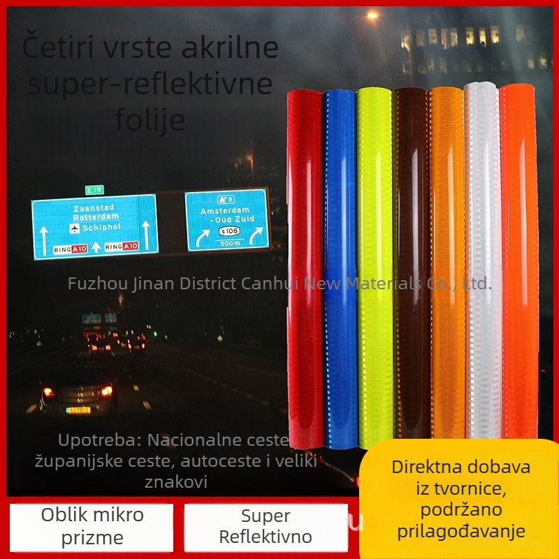 Nacionalni standard 2345 Reflektirajući film, akrilni prizma, inženjerska čvrstoća, dijamantnog razreda reflektirajuća naljepnica, visoka svjetlost