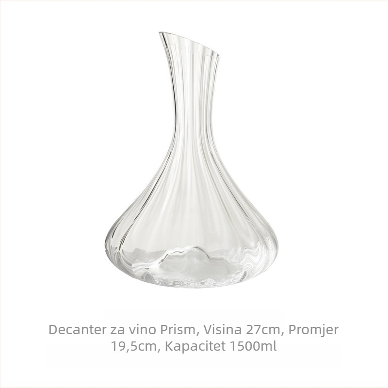 Top master vinski dekantator, staklo, kapacitet 1000 ml, nordijski stil s prizmatskim dizajnom