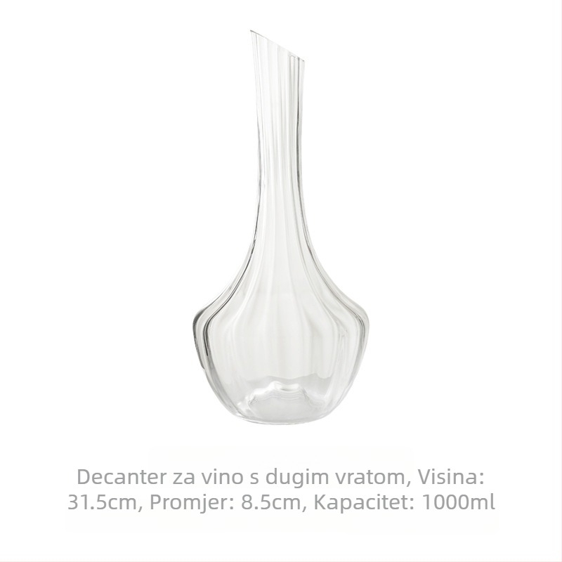 Top master vinski dekantator, staklo, kapacitet 1000 ml, nordijski stil s prizmatskim dizajnom