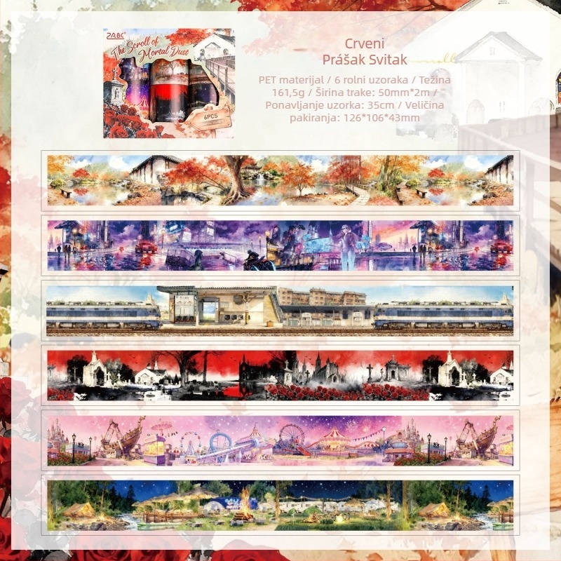 PET traka za dnevnik - Yuezhen, PET materijal, debljina 0.01 mm, pogodna za dekoracije, prilagodljivo obradu