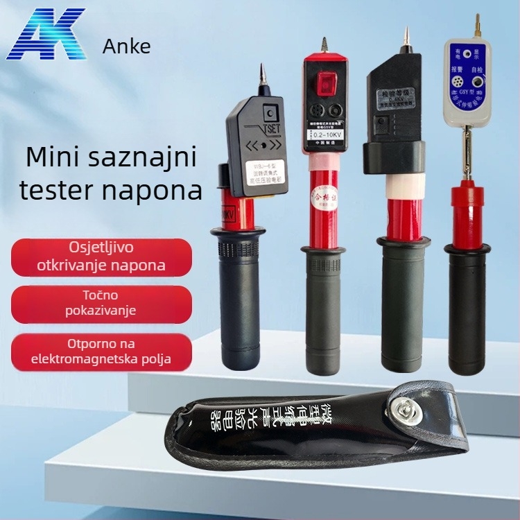 Anke džepni elektroskop – sklopivi teleskopijski dizajn, zvučna i svjetlosna indikacija, testiranje visokog i niskog napona