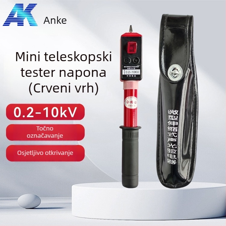 Anke džepni elektroskop – sklopivi teleskopijski dizajn, zvučna i svjetlosna indikacija, testiranje visokog i niskog napona