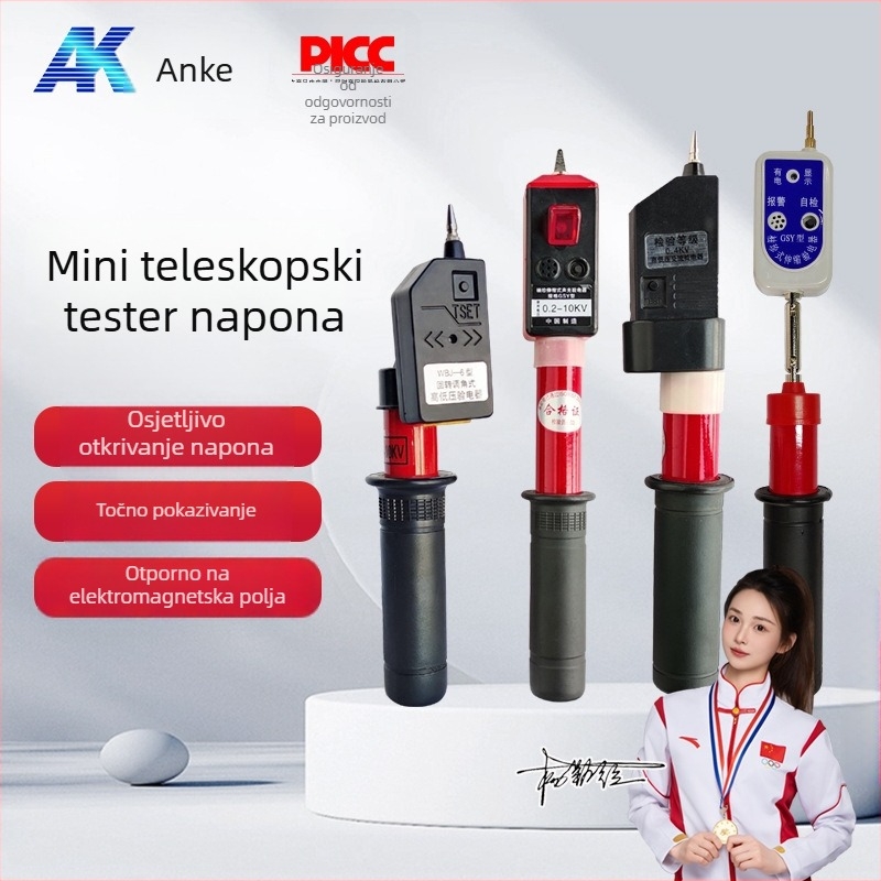 Anke džepni elektroskop – sklopivi teleskopijski dizajn, zvučna i svjetlosna indikacija, testiranje visokog i niskog napona