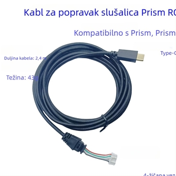 Zamjenski audio kabel za ROG Prism Elite slušalice; pozlaćeni, jezgra od čistog bakra, OFC vodiči, ROHS certificirano, 43 g