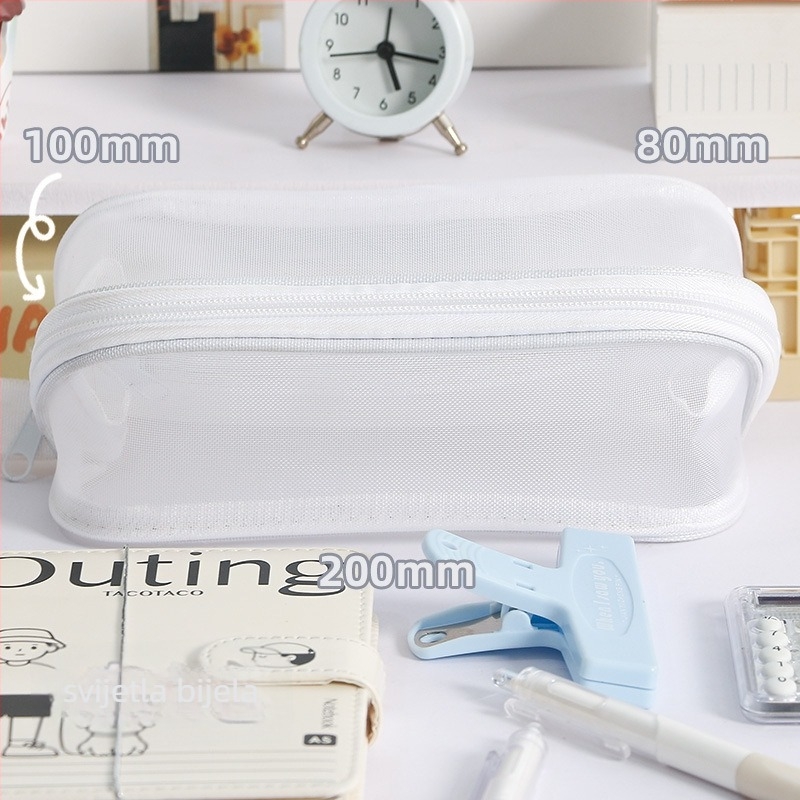 Pernica za olovke s mrežom prizmičnog oblika, velik kapacitet, otporna na mrlje (Brand: Writing Pavilion; Materijal: Pleteni; Spol: Opći; Stil: Korejska verzija)