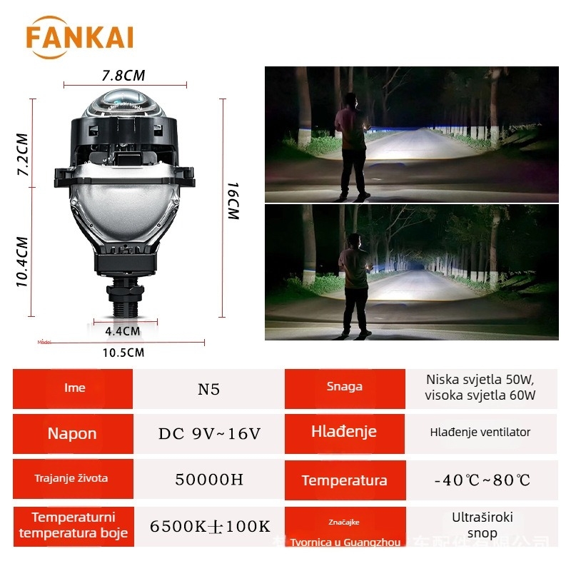 N5 LED prednja svjetla za automobil, 12V, 60W, IP67