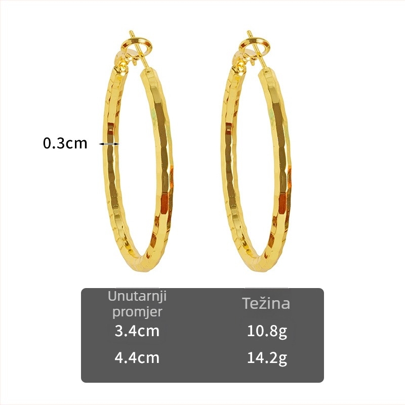 Bakrene naušnice s geometrijskim dizajnom, elektroplatirane, etno retro stil