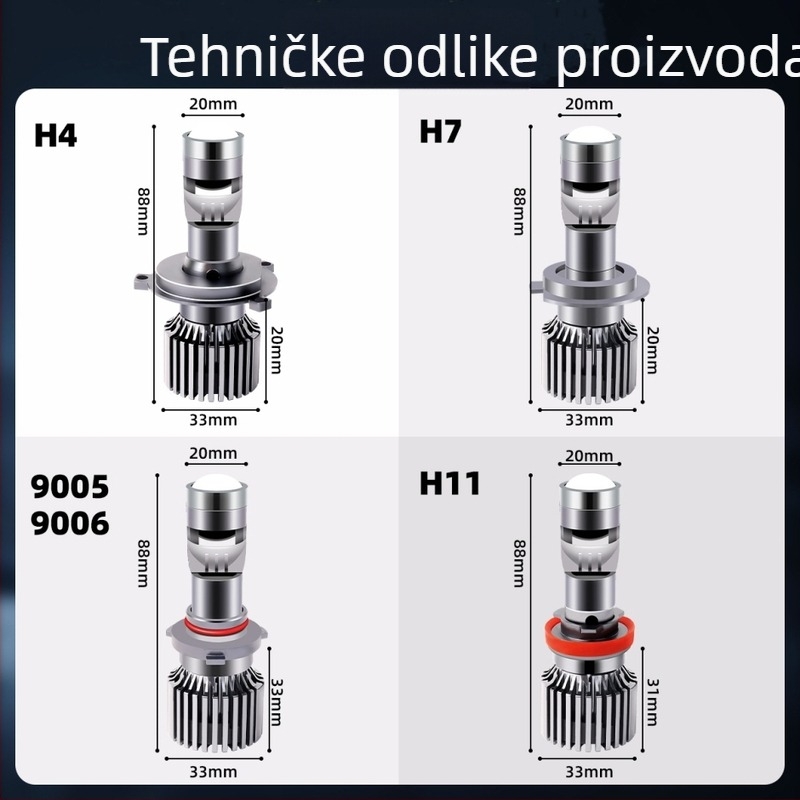 LED automobilsko prednje svjetlo s L40 lećom, H4 kompatibilno, 33W 12V, IP68, 5000-8000 lm