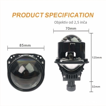 Iboom 2,5-inčni dvostruki automobilski far s integriranim LED-om, 65W, kompatibilan s H4/H7