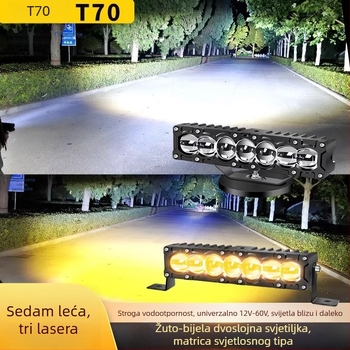 Xinwuke LED reflektor s 7 dioda, direktni snop s laserskom lećom, 40W/65W niski/visoki snop, 12-24V, 5000-6000K, za kamione